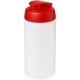 Baseline® Plus grip 500 ml Sportflasche mit Klappdeckel - transparent/rot