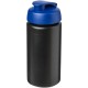 Baseline® Plus grip 500 ml Sportflasche mit Klappdeckel - schwarz/blau