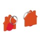 Chiphalter mit 1 Euro-Chip Haus m. Schlüsselring - rot/orange