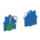 Chiphalter mit 1 Euro-Chip Haus m. Schlüsselring - grün/blau