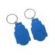 Designer-Chiphalter mit 1 Euro-Chip m. Schlüsselring - blau/blau