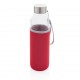 Glasflasche mit Neopren-Sleeve, rot
