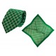 Set (Krawatte, Reine Seide + Tuch, Reine Seide Satin, ca. 53x53 cm) - grün