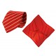 Set (Krawatte, Reine Seide + Tuch, Reine Seide Satin, ca. 53x53 cm) - rot