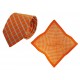 Set (Krawatte, Reine Seide + Tuch, Reine Seide Satin, ca. 53x53 cm) - orange