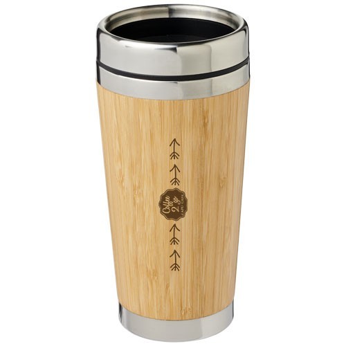 Welkom kom tot rust reptielen Bambus 450 ml beker met buitenzijde van bamboe als Relatiegeschenken  bedrukken | Promostore 863509785