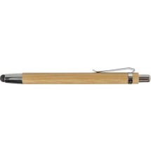 Bamboe balpen met stylus - bruin