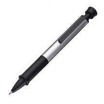 Aluminium pen met zwarte clip - grijs