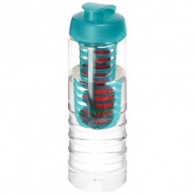 H2O Treble 750 ml drinkfles en infuser met kanteldeksel - Transparant/aqua blauw