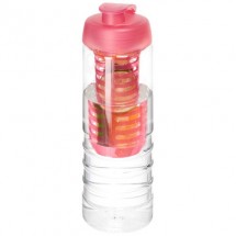 H2O Treble 750 ml drinkfles en infuser met kanteldeksel - Transparant/Roze