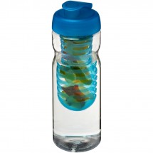 H2O Base® 650 ml sportfles en infuser met flipcapdeksel - Transparant,aqua blauw