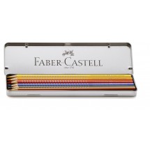 6 colour pencils Colour Grip or Goldfaber in metal tin - silver, black, white