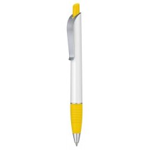 Kugelschreiber BOND SOLID SATIN - weiss/zitronen-gelb