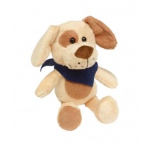 Plush dog  with navy blue triangle scarf