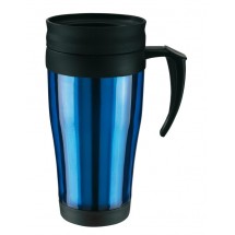Plastic cup with lid, 400ml, blue
