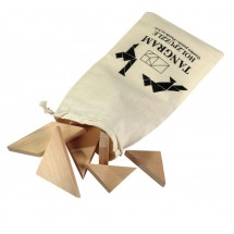 Wooden puzzle "Tangram," with cotton bag