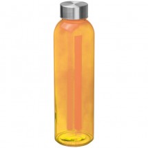 Glazen drinkfles met RVS sluiting - oranje