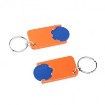 Winkelwagenmuntje 1-Euro in houder - blauw/oranje