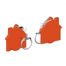 Winkelwagenmuntje 1-Euro in houder huis - oranje/oranje