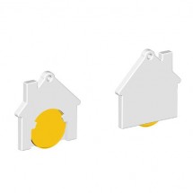 Winkelwagenmuntje 1-Euro in houder huis - geel/wit