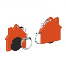 Winkelwagenmuntje 1-Euro in houder huis - zwart/oranje