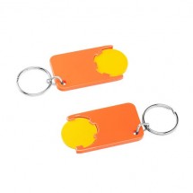 Winkelwagenmuntje 1-Euro in houder - geel/oranje