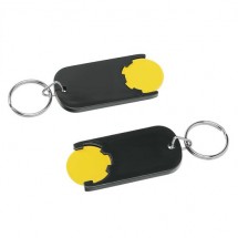 Winkelwagenmuntje 1-Euro in houder - geel/zwart
