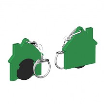 Winkelwagenmuntje 1-Euro in houder huis - zwart/groen