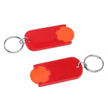 Winkelwagenmuntje 1-Euro in houder - oranje/rood