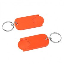 Winkelwagenmuntje 1-Euro in houder - oranje/oranje