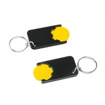 Winkelwagenmuntje 1-Euro in houder - geel/zwart