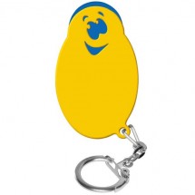 Winkelwagenmunthouder met 1-Euro-muntje "Smiley" - blauw/geel