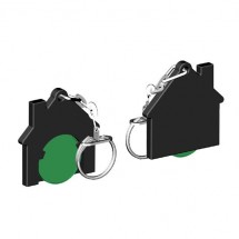 Winkelwagenmuntje 1-Euro in houder huis - groen/zwart