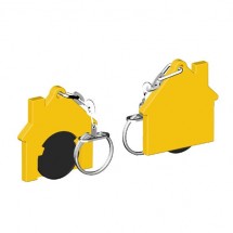 Winkelwagenmuntje 1-Euro in houder huis - zwart/geel
