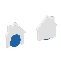 Winkelwagenmuntje 1-Euro in houder huis - blauw/wit