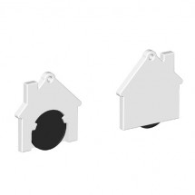 Winkelwagenmuntje 1-Euro in houder huis - zwart/wit