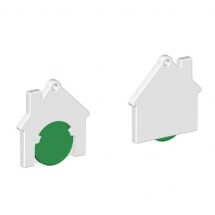 Winkelwagenmuntje 1-Euro in houder huis - groen/wit