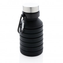 Lekvrije opvouwbare siliconen fles met schroefdop - zwart