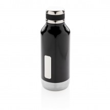 Lekvrije isolatie fles met logo plaatje - zwart