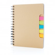 A5 Kraft spiraal notitieboek met memo's, bruin - bruin