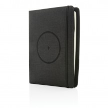 Air 5W rPET A5 notitieboek omslag met draadloos opladen, zwa - zwart