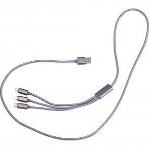 4in1 Extralanges Ladekabel, USB, Micro USB, C Type und IOS , silbergrau