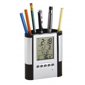 LCD alarm clock/pen holder"Butler"