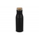 Isolier-Flasche mit Bambusdeckel, 500ml, Schwarz