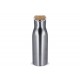 Isolier-Flasche mit Bambusdeckel, 500ml, Silber