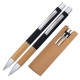 Schreibset Kugelschreiber und Bleistit mit Griffzone aus Bambus , schwarz