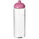 H2O Vibe 850 ml sportfles met koepeldeksel - Transparant/Roze