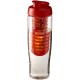 H2O Tempo® 700 ml sportfles en infuser met flipcapdeksel - Transparant,Rood