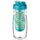 H2O Pulse® 600 ml sportfles en infuser met flipcapdeksel - Transparant/Aqua blauw