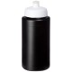 Baseline® Plus grip 500 ml sportfles met sportdeksel - Zwart/Wit